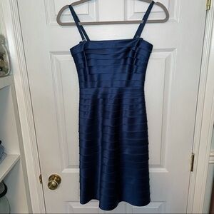 Bcbgmaxazria Blue Satin Mini Sleeveless Cocktail Dress 0